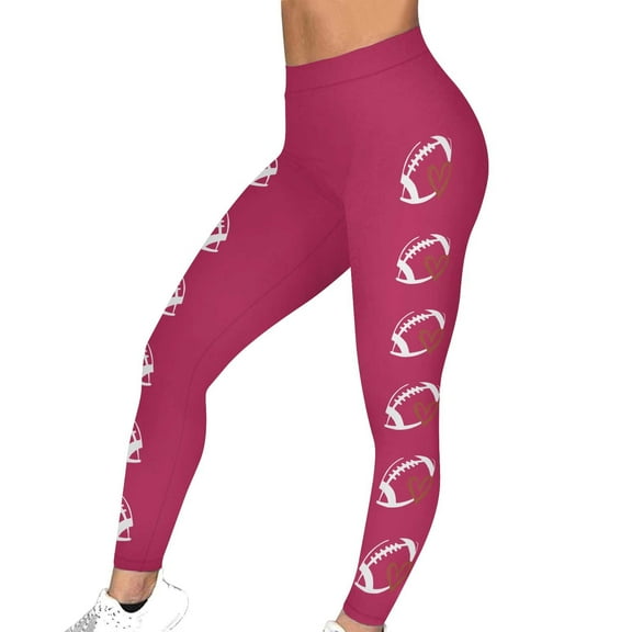 Hvot&aat Game Day Football Leggings for Women Football Season Yoga Pants Tight Peach Hip Stretch Pants