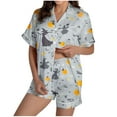 thumbnail image 1 of Hvot&aat Halloween Pajamas Women Sets Silk Satin Ghost Graphic Cute Sleepwear Short Sleeve Shirts and Shorts Sets, 1 of 7
