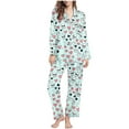 thumbnail image 1 of Hvot&aat Ladies' Casual Halloween Long Sleeve Lapel Trousers Sets Ghost/Pumpkin/Bat Print Sleepwear, 1 of 5