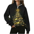 thumbnail image 1 of Hvot&aat Ladies Funny Xmas Polo Shirts Quarter Flap Zip Long Sleeve Sweatshirt Trendy Holiday Sport Pullover, 1 of 5
