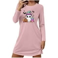 thumbnail image 1 of Hvot&aat Ladies' Halloween Cute Funny Mini Dresses Round Neck Long Sleeve Dress Pajamas Sleep Shirts, 1 of 5