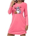thumbnail image 1 of Hvot&aat Ladies' Halloween Cute Funny Mini Dresses Round Neck Long Sleeve Dress Pajamas Sleep Shirts, 1 of 4