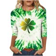 thumbnail image 1 of Hvot&aat Ladies' St Patty's Day Casual Shirt 3/4 Sleeve Crewneck Irish Clover Tunic Tops, 1 of 3