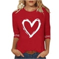 thumbnail image 1 of Hvot&aat Ladies' Valentines Day Shirts Love Heart Graphic 3/4 Sleeve Sweatshirt Crewneck Pullover Holiday T-shirt, 1 of 4