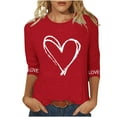 thumbnail image 1 of Hvot&aat Ladies' Valentines Day Shirts Love Heart Graphic 3/4 Sleeve Sweatshirt Crewneck Pullover Holiday T-shirt, 1 of 4