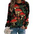 thumbnail image 1 of Hvot&aat Long Sleeve Shirts for Women Mushroom Graphic Sweatshirts Casual Crewneck Fall Pullover, 1 of 4