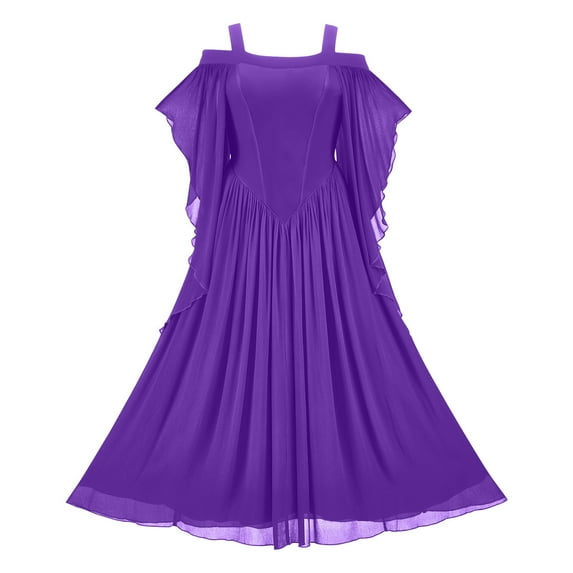 Hvot&aat Medieval Gothic Prom Dress for Women Halloween Cocktail Party Dresses Retro Cold Shoulder Butterfly Sleeve Ball Gown
