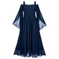 thumbnail image 1 of Hvot&aat Medieval Gothic Prom Dress for Women Halloween Retro Lace-up Croset Cold Shoulder Flare Sleeve Cocktail Party Dresses, 1 of 4