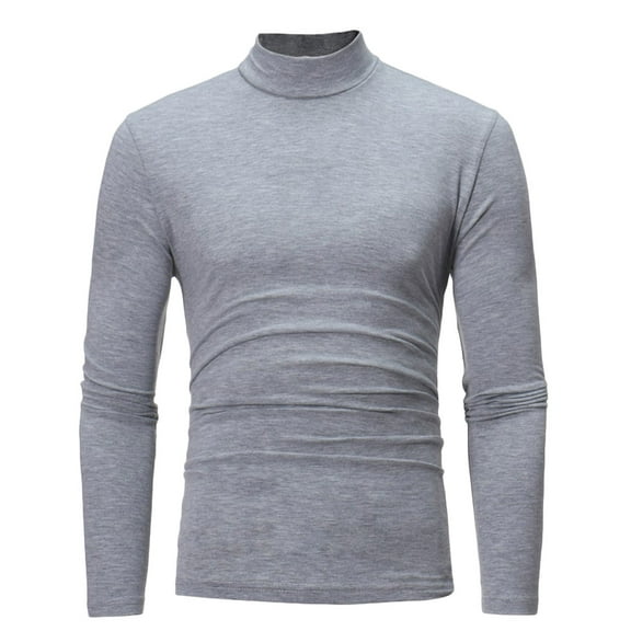 Hvot&aat Men's Casual Mock Turtleneck T-Shirts Long Sleeve Thermal Stretchy Pullover Lightweight Undershirt Slim Basic Cotton Tops