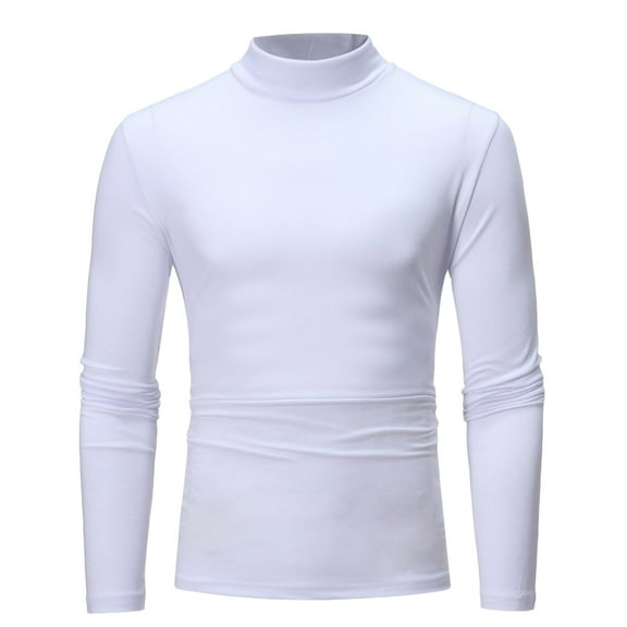 Hvot&aat Men's Casual Mock Turtleneck T-Shirts Long Sleeve Thermal Stretchy Pullover Lightweight Undershirt Slim Basic Cotton Tops
