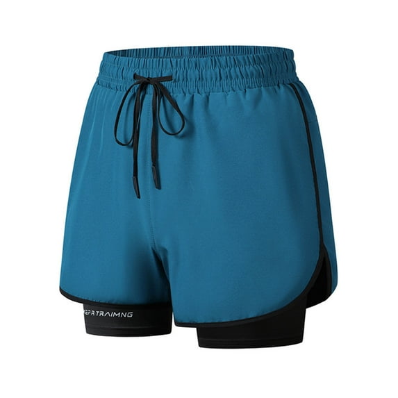 Hvot&aat Men's Double Layer Exercise Shorts 2 in 1 Quick Dry Lined Workout Shorts Lightweight Sports Running Shorts with Pockets
