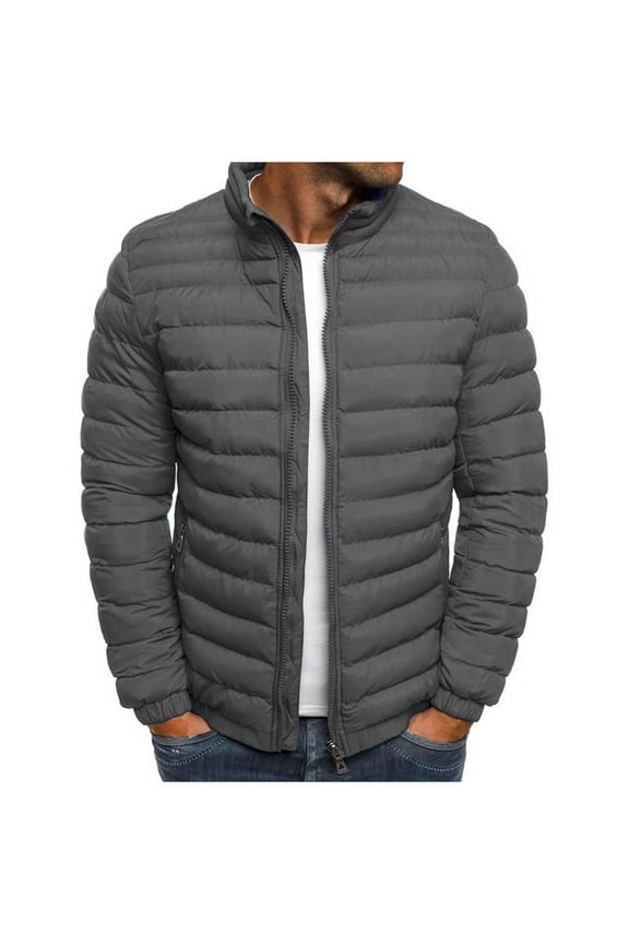 Men's Fall Winter Warm Down Jacket Lightweight Puffer Jacket Insulated Windproof Quilted Coat Full Zip Up Outerwear