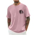 thumbnail image 1 of Hvot&aat Men's Indian Eagle Chief Vintage T-Shirt Summer Crew Neck Short Sleeve Tops Loose Fit Blouses, 1 of 4