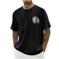 thumbnail image 1 of Hvot&aat Men's Indian Eagle Chief Vintage T-Shirt Summer Crew Neck Short Sleeve Tops Loose Fit Blouses, 1 of 4