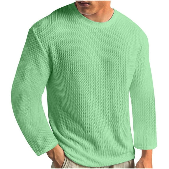 Hvot&aat Men’s Knit Sweater Pullover Heavyweight Thermal Waffle T Shirt Long Sleeve Crewneck Knitted Top Soft Comfortable Shirt