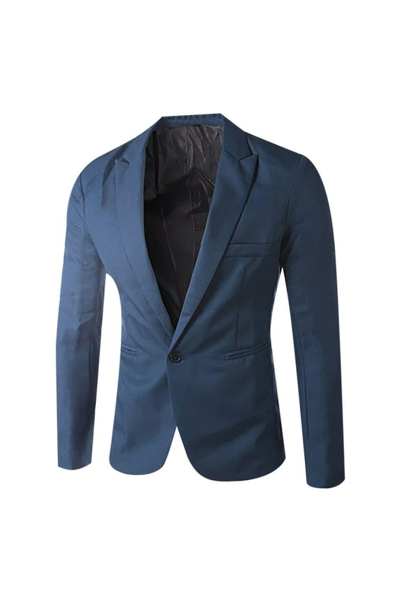 Men's One Button Blazer Casual Slim Regular Sports Coats Lightweight Lapel Solid Color Suit Business Work Jackets