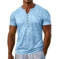 thumbnail image 1 of Hvot&aat Men's Retro Casual Short Sleeved Shirt Button Up Shirt Distressed Henley Shirts Slim Fit Blouses, 1 of 4