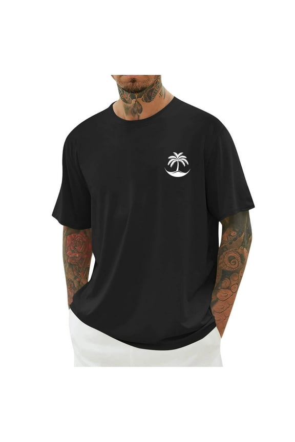Men's Short Sleeve Crew Neck T-Shirts Palm Tree Graphic Tee Summer Casual Tops