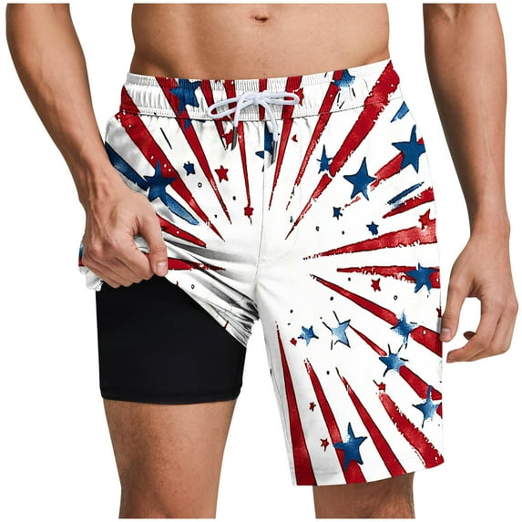 Hvot&aat Men's Summer Beach Shorts Quick Dry Bathing Suits with Lining Exercise Workout Wide Leg Pants