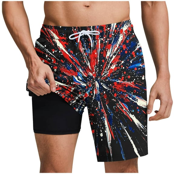 Hvot&aat Men's Summer Beach Shorts Quick Dry Bathing Suits with Lining Exercise Workout Wide Leg Pants
