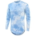 thumbnail image 1 of Hvot&aat Men's Tie Dye Print Cover Hem Crewneck Long Sleeve Hipster Hip Hop Longline Gym T-Shirt Casual Tops, 1 of 3