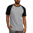 thumbnail image 1 of Hvot&aat Men's Two Color Block Pullover Short Sleeve Baseball T-Shirts, 1 of 7