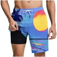 thumbnail image 1 of Hvot&aat Mens 2 in 1 Quick Dry Bathing Suits Drawstring Elastic Waist Beach Shorts with Lining Fashion Beach Print Pants, 1 of 5