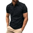 thumbnail image 1 of Hvot&aat Mens Casual Polo T Shirt Fashion Solid Color Half Button Up Pullover Summer Short Sleeve Blouse, 1 of 7