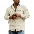 thumbnail image 1 of Hvot&aat Mens Corduroy Button Down Shirt Jackets Long Sleeve Retro Shirt Outerwear Casual Ribbed Work Tops with Pockets, 1 of 7
