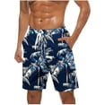 thumbnail image 1 of Hvot&aat Mens Hawaiian Beach Shorts Summer Casual Elastic Waist Drawstring Shorts Quick Dry Print Shorts With Pockets, 1 of 4