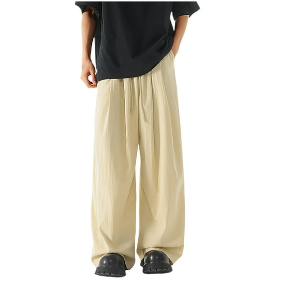 Hvot&aat Mens Lightweight Beach Sweatpants Casual Comfort Wide Leg Pants Baggy Elastic Waist Trousers