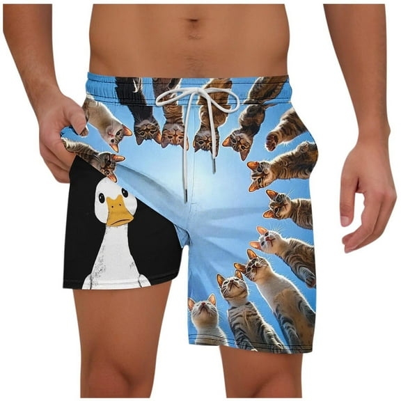 Hvot&aat Mens Swim Trunks Quick Dry Beach Shorts with Liner Casual Fashion Print Shorts With Pockets Elastic Waist Beach Pants