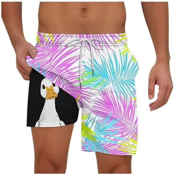 Hvot&aat Mens Swim Trunks Quick Dry Beach Shorts with Liner Casual Fashion Print Shorts With Pockets Elastic Waist Beach Pants