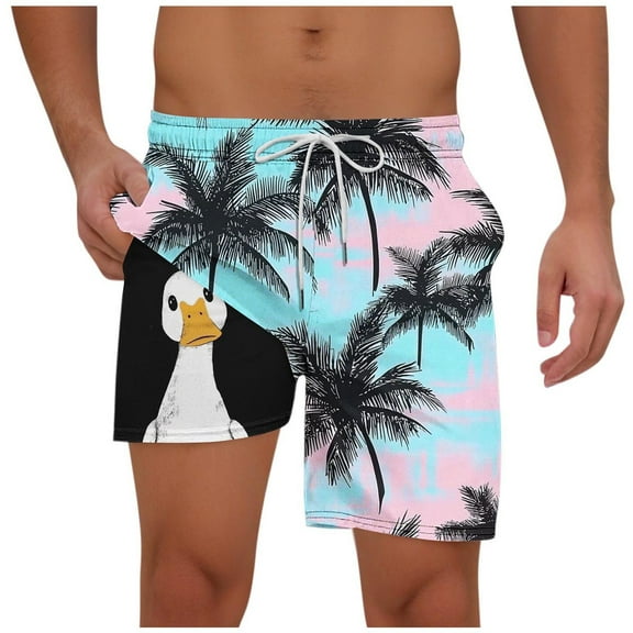 Hvot&aat Mens Swim Trunks Quick Dry Beach Shorts with Liner Casual Fashion Print Shorts With Pockets Elastic Waist Beach Pants
