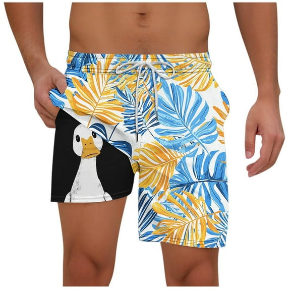 Hvot&aat Mens Swim Trunks Quick Dry Beach Shorts with Liner Casual Fashion Print Shorts With Pockets Elastic Waist Beach Pants