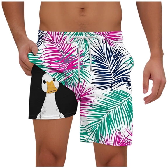 Hvot&aat Mens Swim Trunks Quick Dry Beach Shorts with Liner Casual Fashion Print Shorts With Pockets Elastic Waist Beach Pants