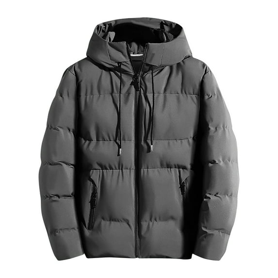 Hvot&aat Mens Thicken Cotton Hooded Coat Big and Tall Winter Waterprpoof Puffer Windproof Hood Down Quilted Parka Jacket