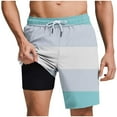 thumbnail image 1 of Hvot&aat Mens Trendy Striped Printed Swim Trunks Quick Dry Lightweight Stretch Bathing Suit Elastic Waist Beach Shorts with Liner, 1 of 5