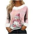 thumbnail image 1 of Hvot&aat Merry Christmas Sweaters for Women Faux Fur Trim V Neck Sweatshirts Xmas Graphic Long Sleeve Holiday Pullover, 1 of 7