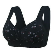 Hvot&aat Mid-Older Women's Daisy Bra Snap Front Wireless Seamless Pull-On Bras Soft Comfort Everyday Back Smoothing Brasieres