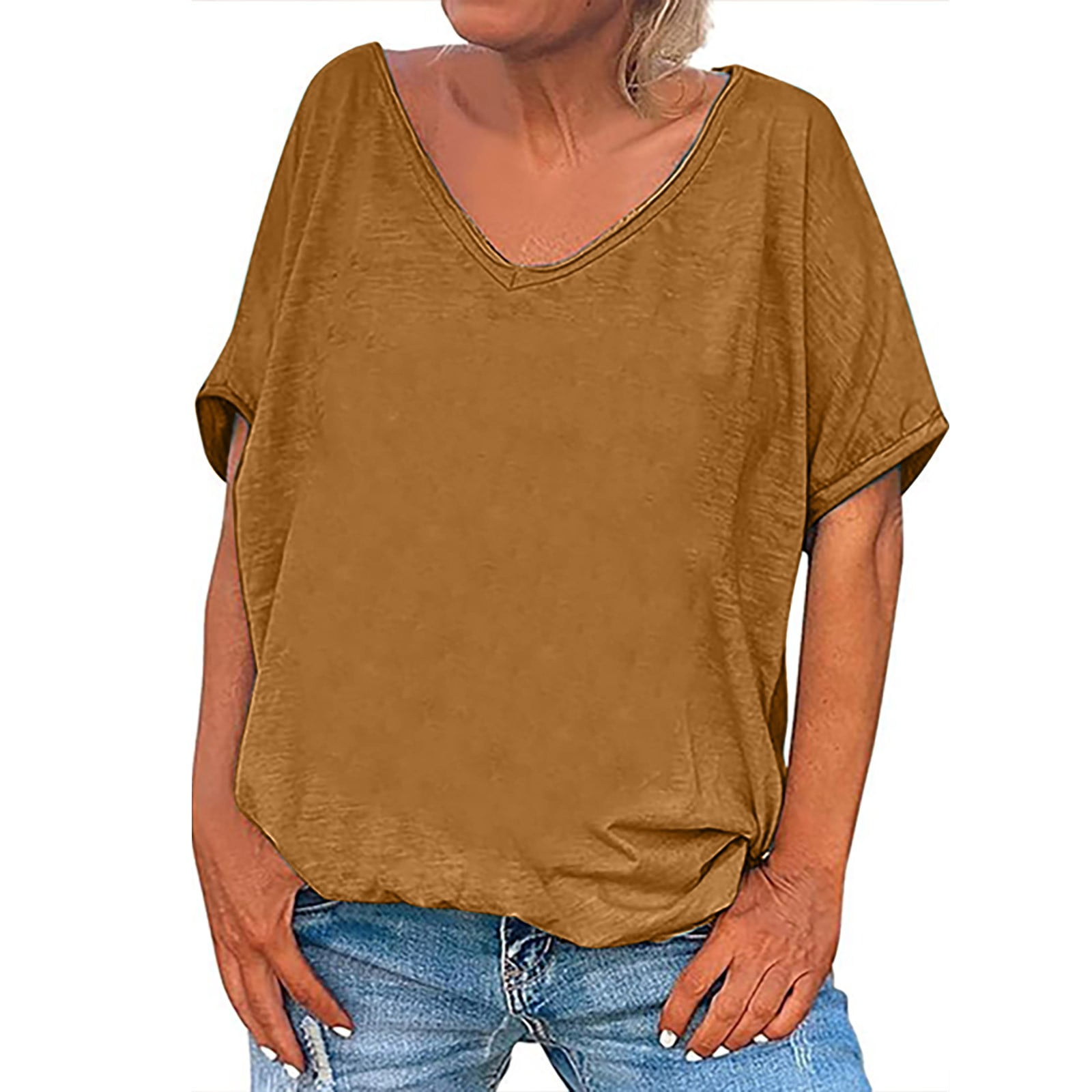 Hvot aat Oversized V Neck Blouses for Women Vintage Loose Drop Shoulder Hvot aat Oversized V Neck Blouses for Women Vintage Loose Drop Shoulder