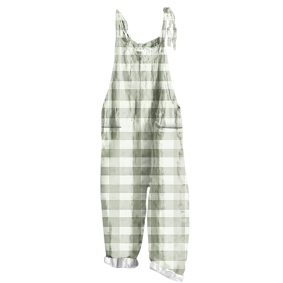 Hvot&aat Plaid Jumpsuits for Women Casual Summer Color Block Rompers Wide Leg Loose Cargo Overalls