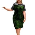 thumbnail image 1 of Hvot&aat Plus Size Dresses for Women Formal Chiffon Overlay Sequin Bodycon Pencil Dress for Wedding Party, 1 of 2