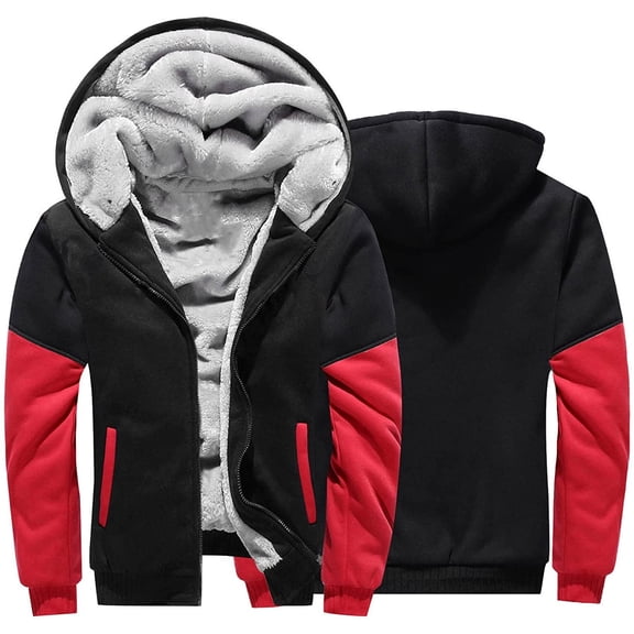 Hvot&aat Plus Size Fleece Lined Hoodie for Men Winter Workout Fleece Hooded Jackets Full Zip Wool Warm Thick Pullover Coats