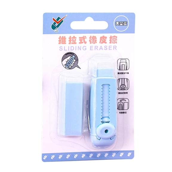 Hvot&aat Retractable Sliding Push Eraser, Low Dust Traceless Pencil Correction Rubber, Portable Pastel Plastic Eraser for Student Classroom Homework Sketching