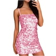 thumbnail image 1 of Hvot&aat Sequin Dress for Women Spaghetti Strap Sexy Dresses Glitter Sparkly Bodycon Party Mini Dress, 1 of 6
