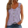 thumbnail image 1 of Hvot&aat Summer Tank Tops for Women V Neck Sleeveless O Ring Shoulder Blouses Loose Fit Button Up Printed Shirts, 1 of 5