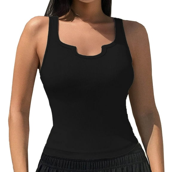Hvot&aat Tank Tops for Women Summer Sleeveless Ribbed Slim Fitted Tops Solid Color Cami Blouses