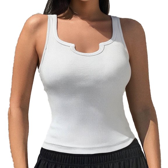 Hvot&aat Tank Tops for Women Summer Sleeveless Ribbed Slim Fitted Tops Solid Color Cami Blouses