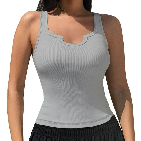 Hvot&aat Tank Tops for Women Summer Sleeveless Ribbed Slim Fitted Tops Solid Color Cami Blouses